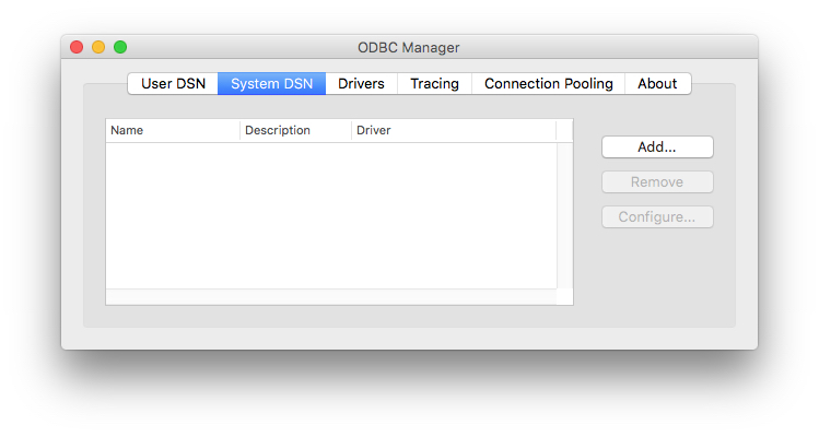 odbc in excel for mac